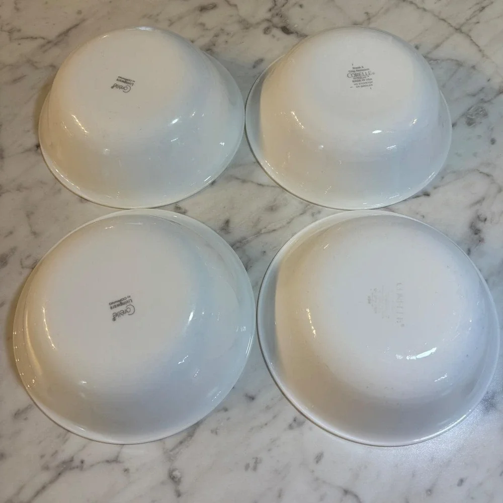 Corelle Livingware Winter Frost White 18oz Cereal Bowls Set of 4 Vitrelle Glass